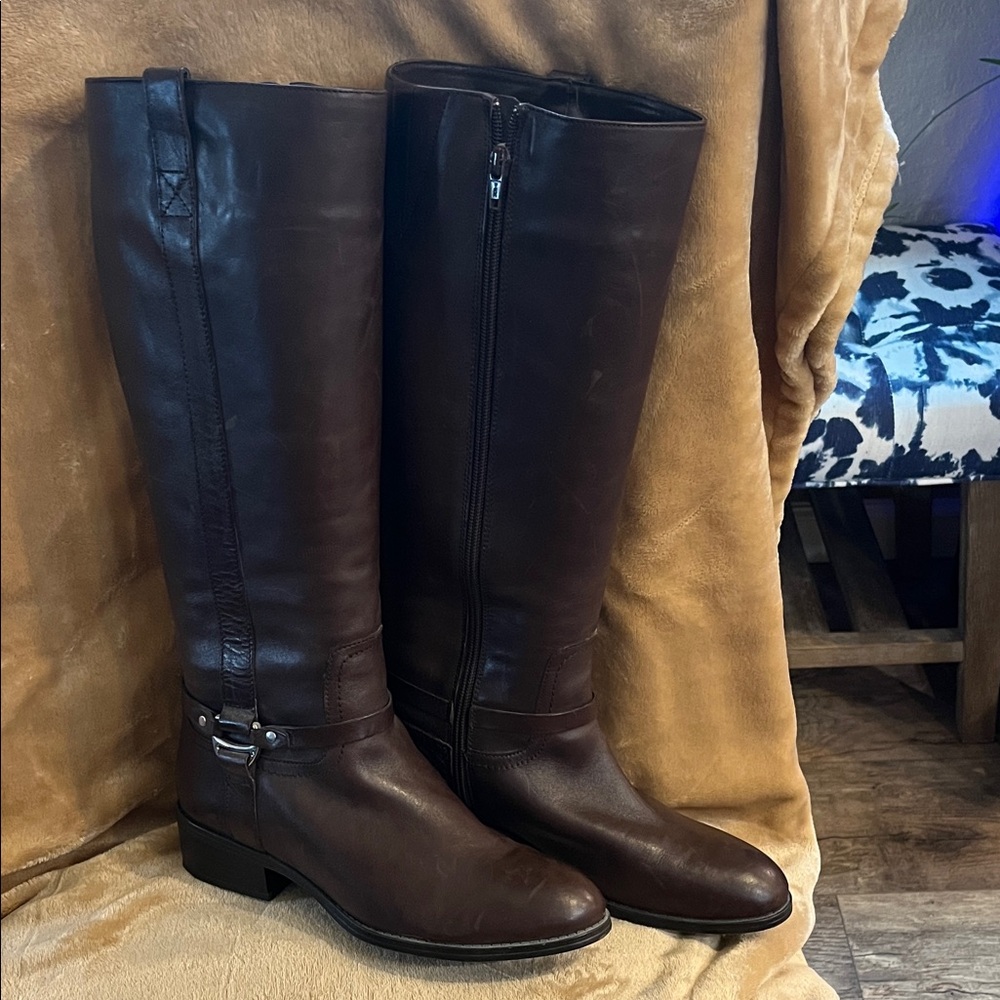 Ralph Lauren Brown Leather Knee-High Boots